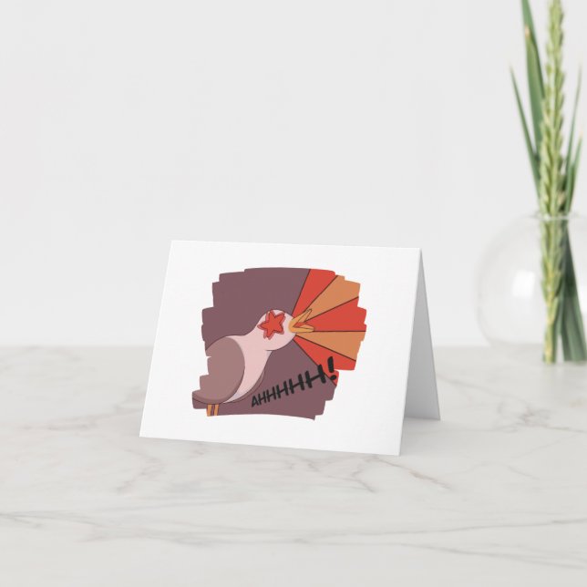 Cute Inhaling Seagull Meme Holiday Card (Front)