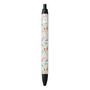 Cute Initial Colourful Happy Jungle Animal Monkey Blue Ink Pen