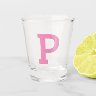 Cute Initial Letter Pink Shot Glass