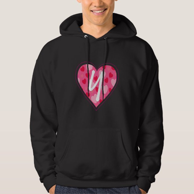Cute Initial Monogram Letter Y Heart Pattern For W Hoodie (Front)