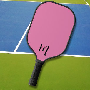 Cute Initials on Pink Monogram Monogrammed Pickleball Paddle