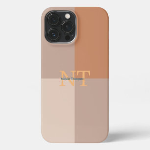 Cute initials Pink, beige and brown Earthy colours iPhone 13 Pro Max Case