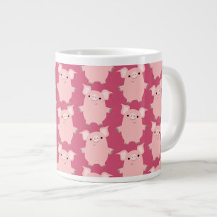 Cute Inquisitive Cartoon Pigs Jumbo Mug