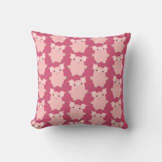 Cute Inquisitive Cartoon Pigs Throw Pillow