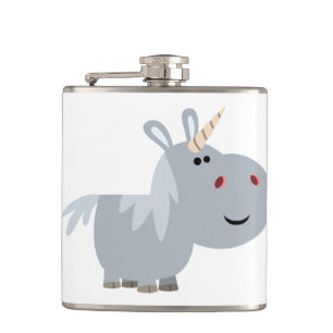 Cute Inscrutable Cartoon Unicorn Hip Flask