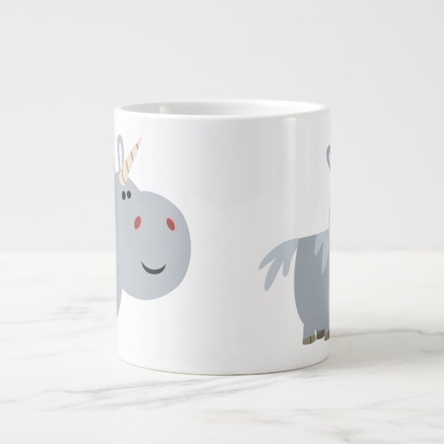 Cute Inscrutable Cartoon Unicorn Jumbo Mug (Front)
