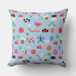 Cute Insect Patterned Kids Cushion