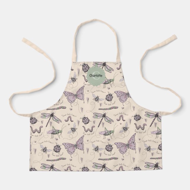 Cute Insects Butterfly Dragonfly Kids Apron (Front)