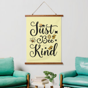 Cute inspirational bee kind hanging tapestry