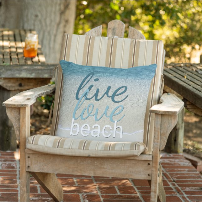 Cute Inspirational Live Love Beach Quote Outdoor Pillow (Chair)