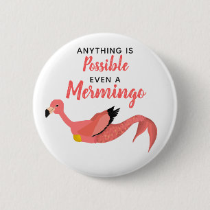 Cute Inspirational Mermaid Flamingo/Mermingo 2 Inch Round Button