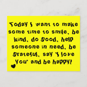 Cute Inspirational Quote Print Yellow Postcard
