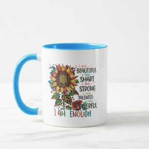 Cute inspirational word art enough mug