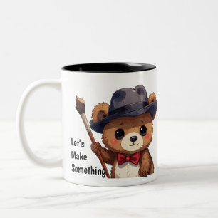 Cute Inspiring Bear Design Invent Make Something Two-Tone Coffee Mug
