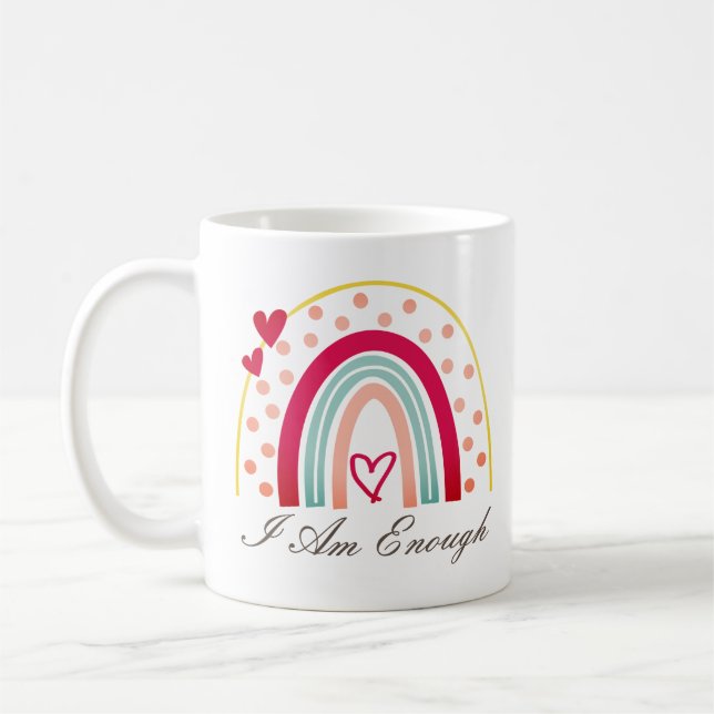 Cute Inspiring I Am Enough Affirmation Coffee Mug (Left)