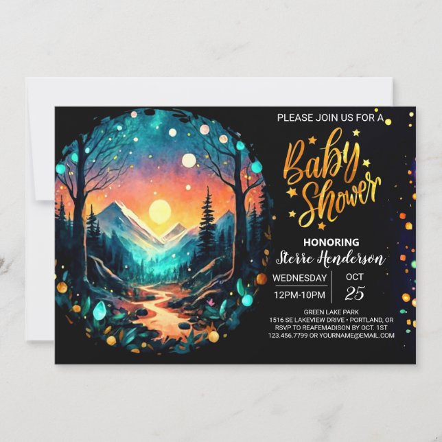 Cute Into the Woods Enchanted Baby Shower Invitation (Front)