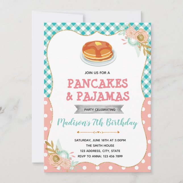 Cute invitation crêpes et pyjamas (Devant)