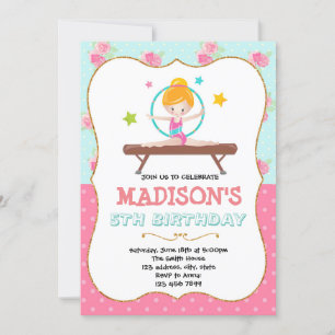 Cute invitation d'anniversaire Gymnastic