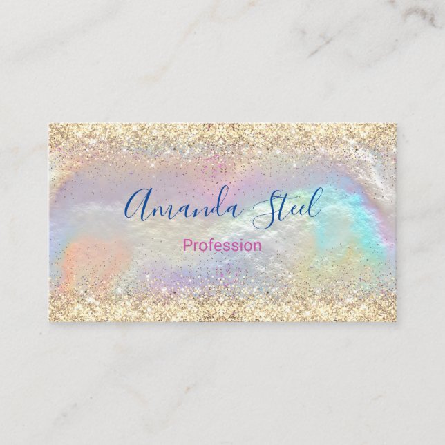 Cute iridescent faux gold glitter appointment card (Front)