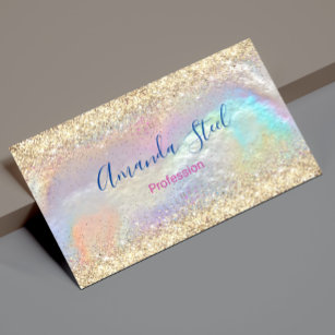 Cute iridescent faux gold glitter 	Magnetic business card