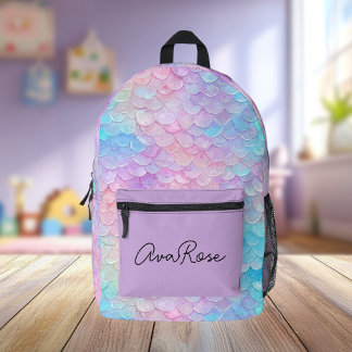Cute Iridescent Mermaid Scale Personalized  Printed Backpack