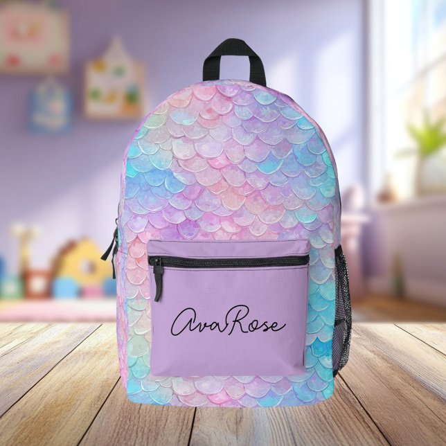 Cute Iridescent Mermaid Scale Personalized  Printed Backpack (Creator Uploaded)