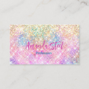 Cute iridescent unicorn gold glitter appointment card