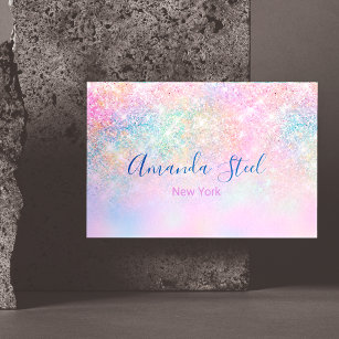 Cute iridescent unicorn ombre glitter 	Magnetic business card