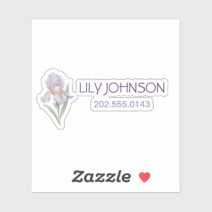 Cute Iris Flowers Kids School Custom Name Labels