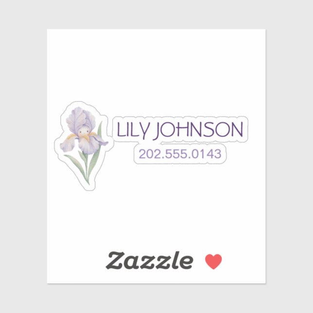 Cute Iris Flowers Kids School Custom Name Labels (Sheet)