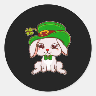 Cute Irish Bunny Dressed for St Patrick Day Irish  Classic Round Sticker