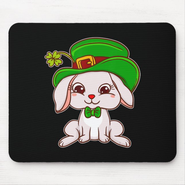 Cute Irish Bunny Dressed for St Patrick Day Irish  Mouse Pad (Front)