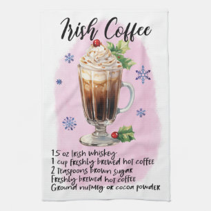 Cute Irish Coffee Christmas Drink Recipe Kitchen Towel