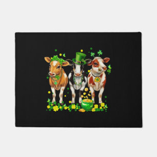 Cute Irish Cow Leprechaun Shamrock St Patricks Day Doormat