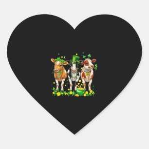Cute Irish Cow Leprechaun Shamrock St Patricks Day Heart Sticker