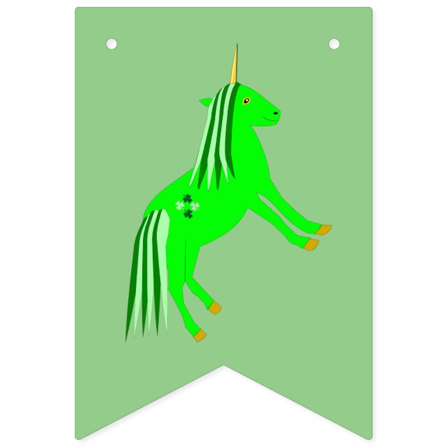 Cute Irish Green and Gold Unicorn Bunting Flags (First Flag)
