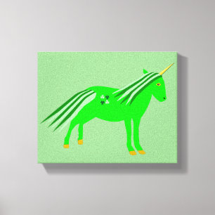 Cute Irish Green and Gold Unicorn Canvas Print