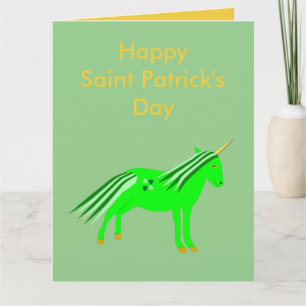 Cute Irish Green and Gold Unicorn Custom Card