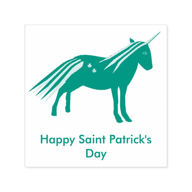 Cute Irish Green and Gold Unicorn Custom Self-inking Stamp (Design)