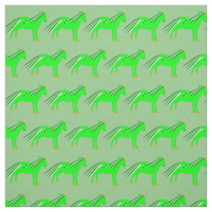 Cute Irish Green and Gold Unicorn Fabric