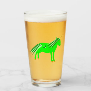 Cute Irish Green and Gold Unicorn Glass