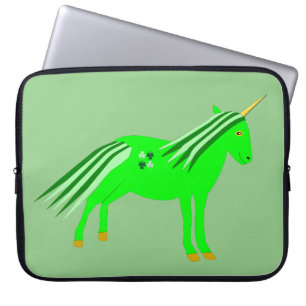 Cute Irish Green and Gold Unicorn Laptop Sleeve