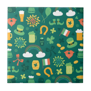 Cute Irish Icon Pattern Tile