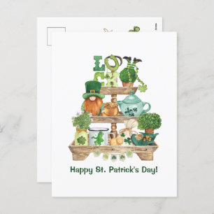 Cute Irish Knickknack Stand Happy St Patrick's Day Holiday Postcard