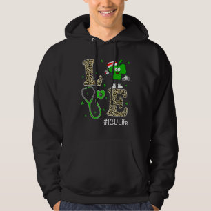 Cute Irish Nurse St Patricks Day Leopard Love Icu  Hoodie