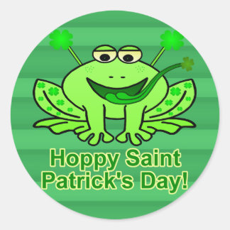 Cute Irish Saint Patrick's Day Frog Classic Round Sticker