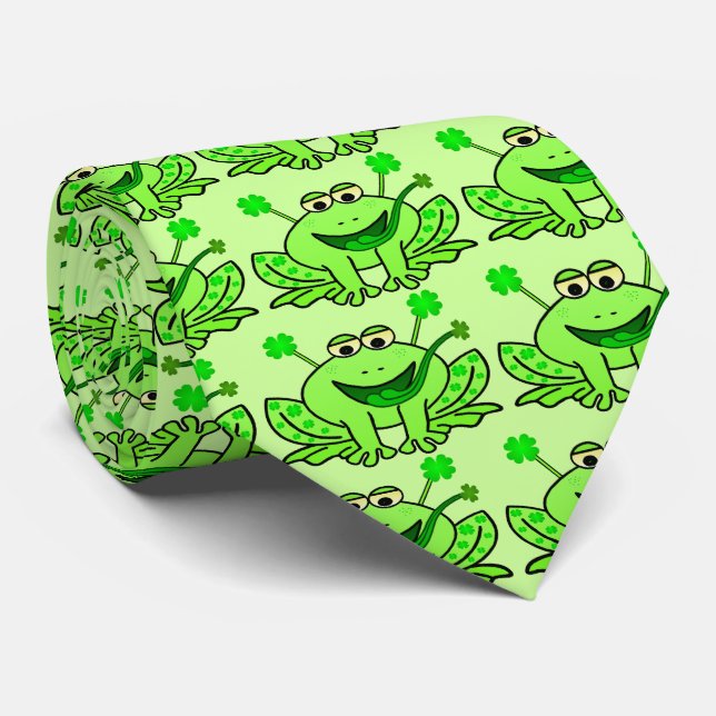 Cute Irish Saint Patrick's Day Frog Tie (Rolled)