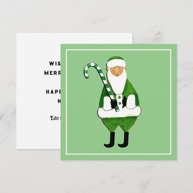 Cute Irish Santa Claus Christmas Cards (Front/Back)