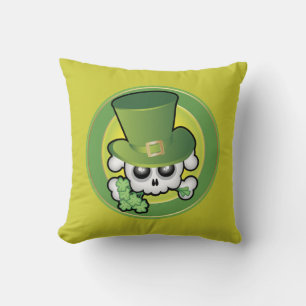 Cute Irish Skull Throw Pillow