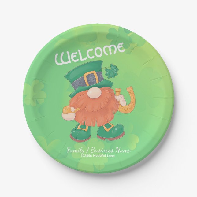 Cute Irish St. Patrick's Day Gnome Paper Plate (Front)